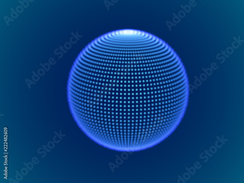 Cyber space concept: 3d digital sphere consisting of glowing particles. Cyber security, big data, data storage visual concept. EPS 10, vector illustration. © Maksim Kabakou