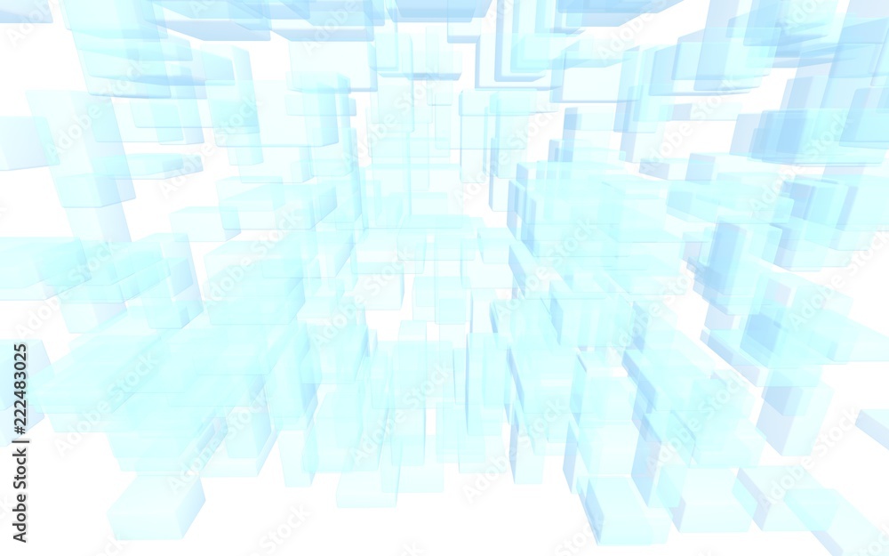 Blue and white abstract digital and technology background. The pattern with repeating rectangles. 3D illustration Blue and white abstract digital and technology background. The pattern with repeating rectangles. 3D illustration