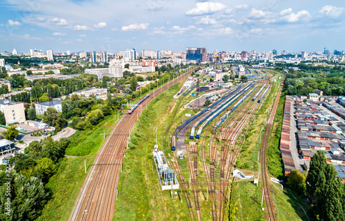 Railway depot at Kiev-Pasazhyrskyi station in Ukraine