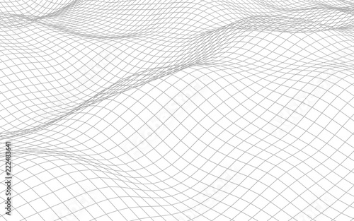 Abstract landscape on a white background. Cyberspace grid. Hi-tech network. 3d illustration