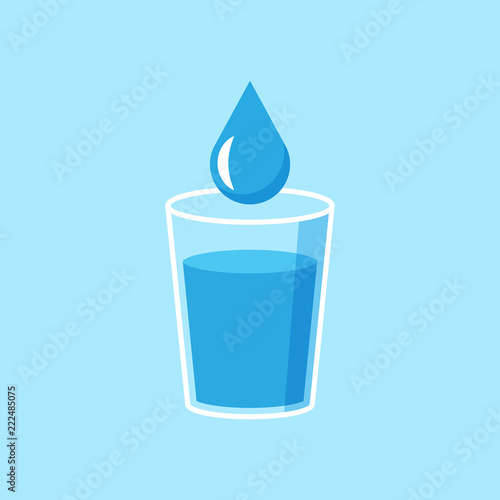 Water glass icon in flat style. Soda glass vector illustration on white isolated background. Liquid water business concept.