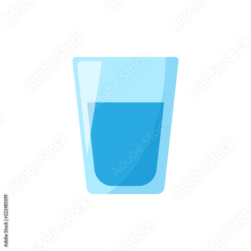 Water glass icon in flat style. Soda glass vector illustration on white isolated background. Liquid water business concept.