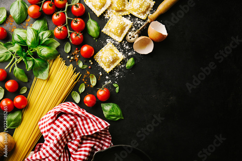 Italian healthy food background with copy space