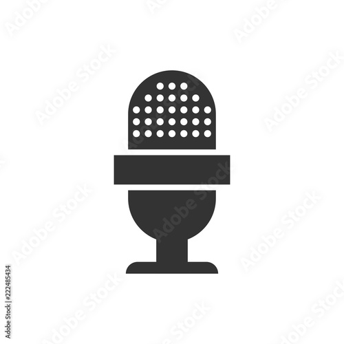 Microphone icon in flat style. Mic broadcast vector illustration on white isolated background. Microphone mike speech business concept.