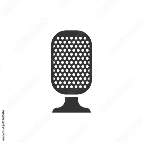 Microphone icon in flat style. Mic broadcast vector illustration on white isolated background. Microphone mike speech business concept.