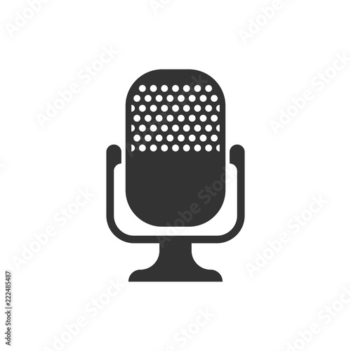 Microphone icon in flat style. Mic broadcast vector illustration on white isolated background. Microphone mike speech business concept.