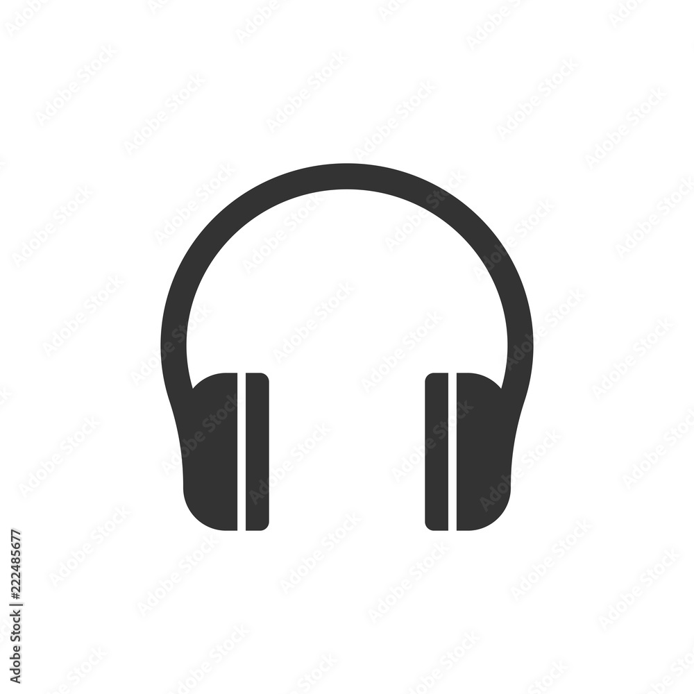 Headphone headset icon in flat style. Headphones vector illustration on  white isolated background. Audio gadget business concept. Stock Vector |  Adobe Stock