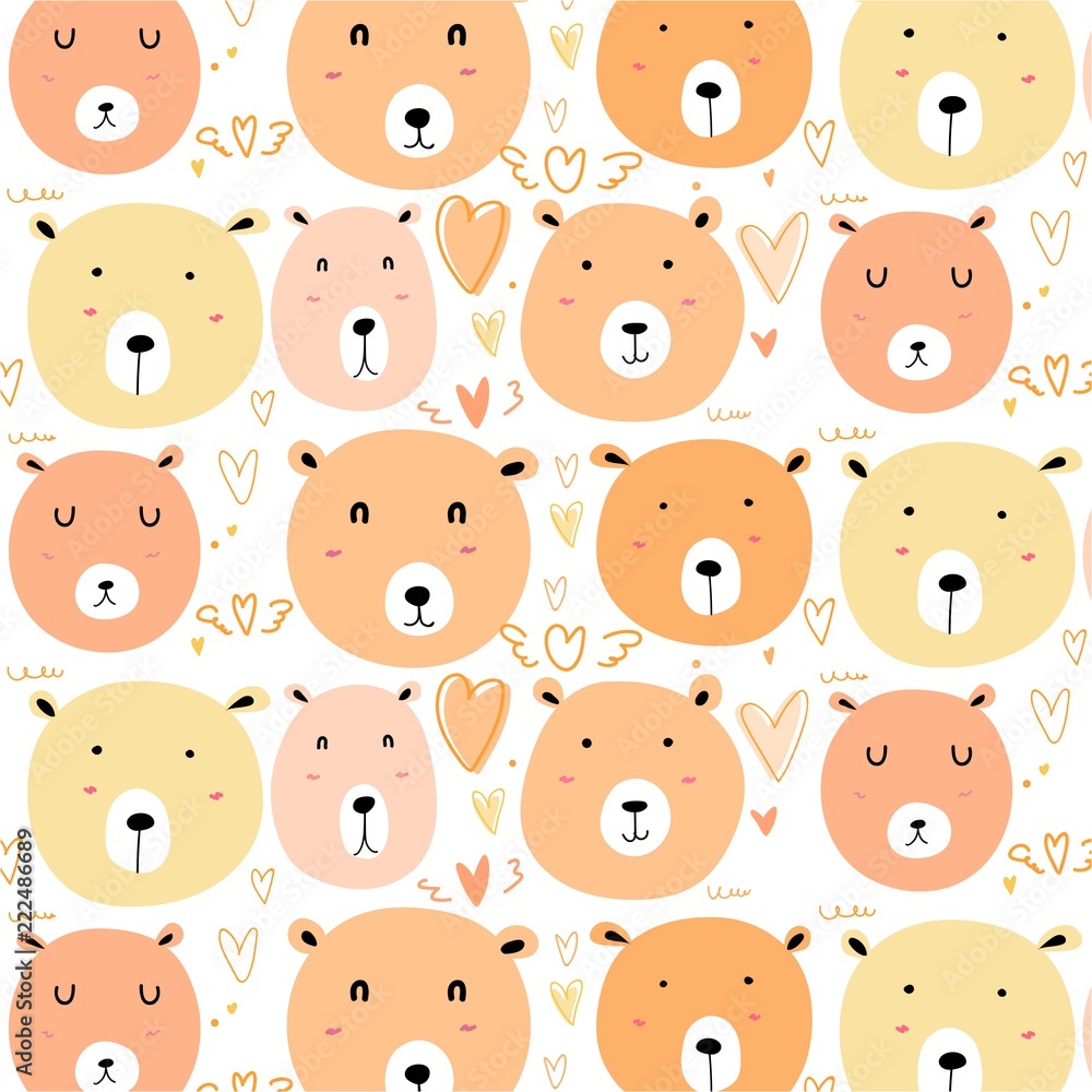 Cute bear pattern background. Vector illustration. Cute bear pattern background. Vector illustration.