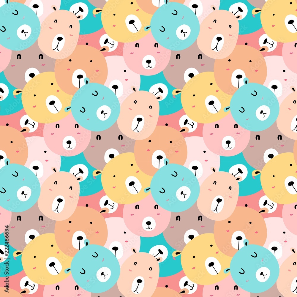 Obraz premium Cute bear pattern background. Vector illustration.