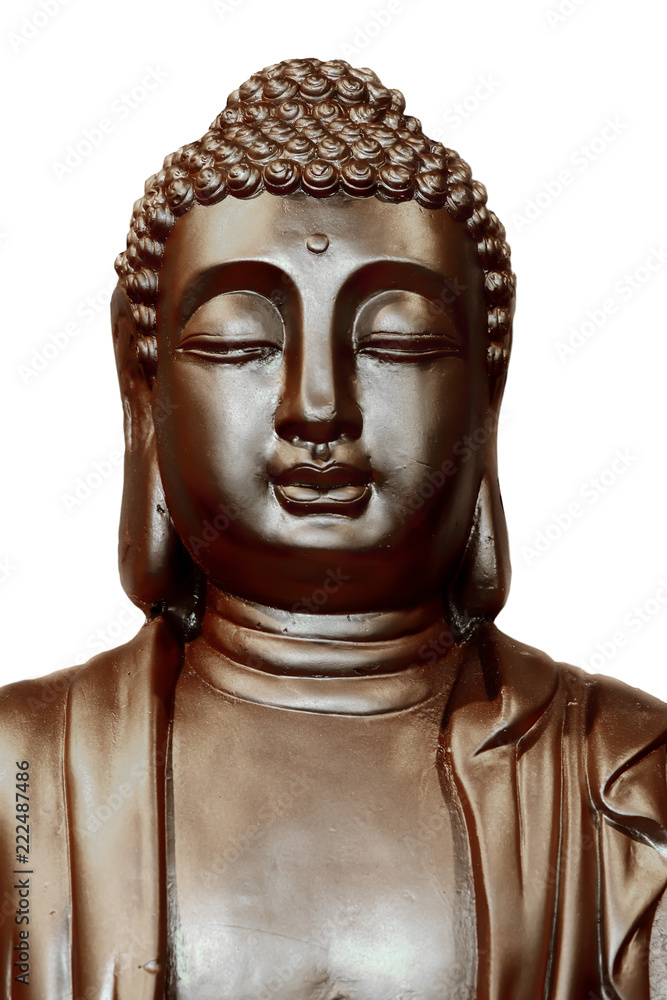 Buddha statue isolated against white background.