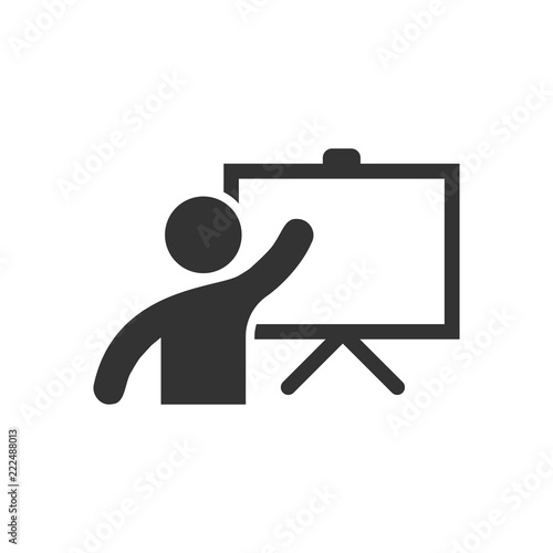 Training education icon in flat style. People seminar vector illustration on white isolated background. School classroom lesson business concept.