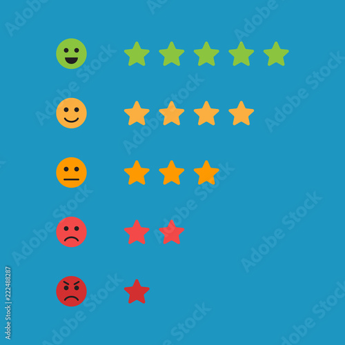 Star feedback vector, five star, good and bad review vector illustration