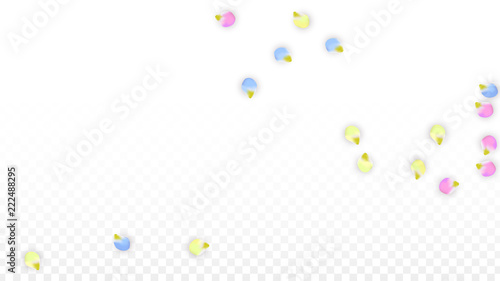 Vector Realistic Colorful Petals Falling on Transparent Background. Spring Romantic Flowers Illustration. Flying Petals. Sakura Spa Design. Blossom Confetti. Design Elements for Wedding Decoration.
