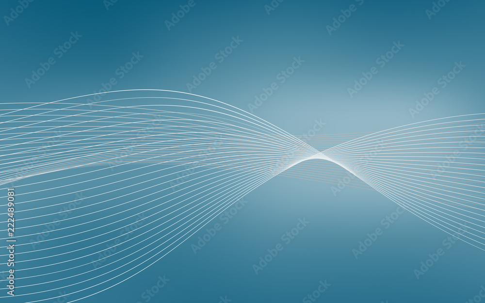 Fototapeta premium Abstract blue wave forming dynamic vector background with lines. Vector illustartion. For presentation template and other projects.