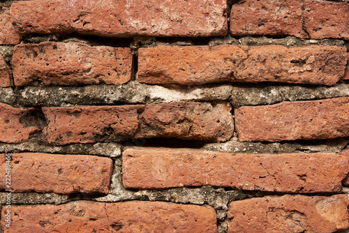Close-up pattern of old brown brick wall