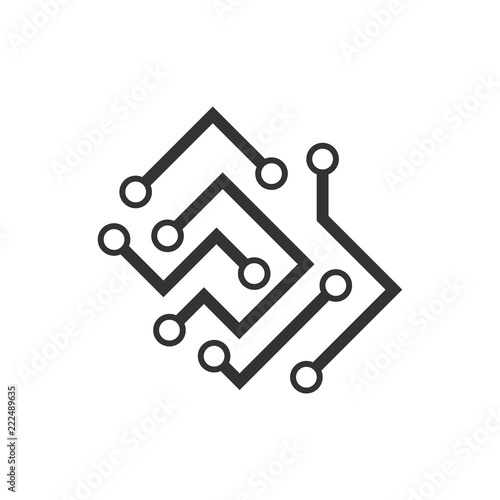 Circuit board icon in flat style. Technology microchip vector illustration on white isolated background. Processor motherboard business concept.