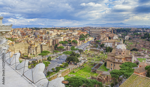 cityscape of Rome city, Italy. aerial view