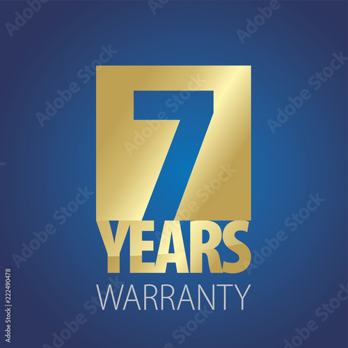 7 Years Warranty gold blue logo icon button stamp vector