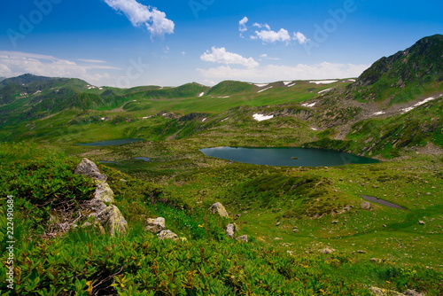 Lake summer. Day. Rocky landscape