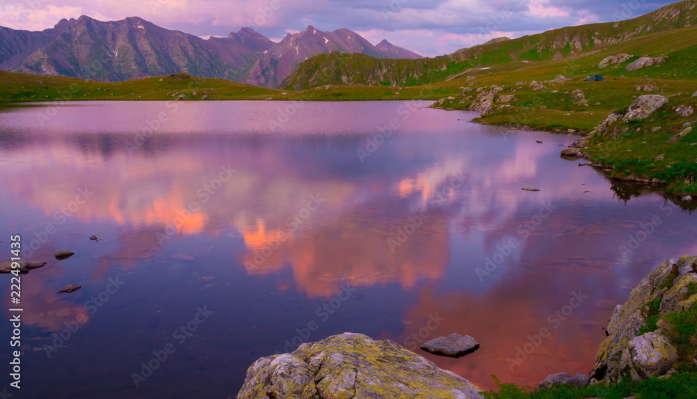 Fototapeta premium Lake summer. Sunset landscape
