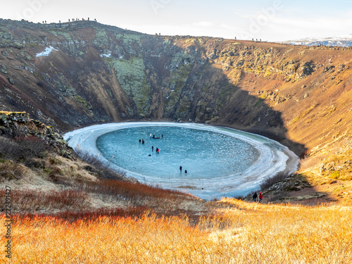 Fototapet Kerid  crater in winter season, Iceland