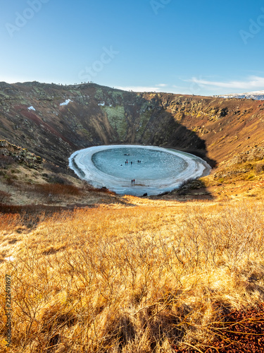 Obraz na plátně Kerid  crater in winter season, Iceland