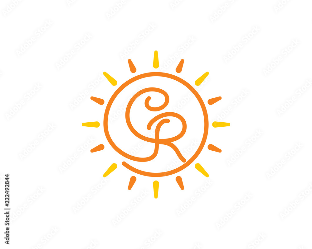 Sun and Letter C and R Logo Icon 001 Sun and Letter C and R Logo Icon 001