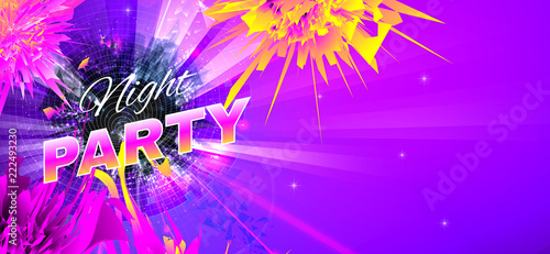 Night party theme abstract banner with bright colors