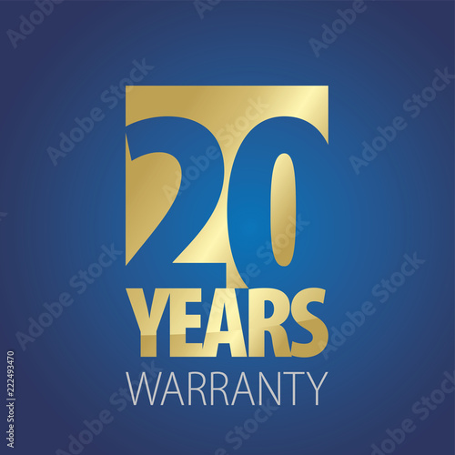 20 Years Warranty gold blue logo icon button stamp vector
