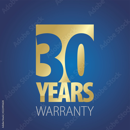 30 Years Warranty gold blue logo icon button stamp vector