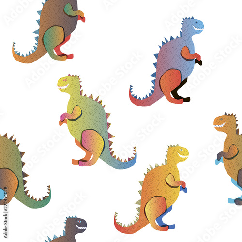 Gradient dinosaurs on the white background