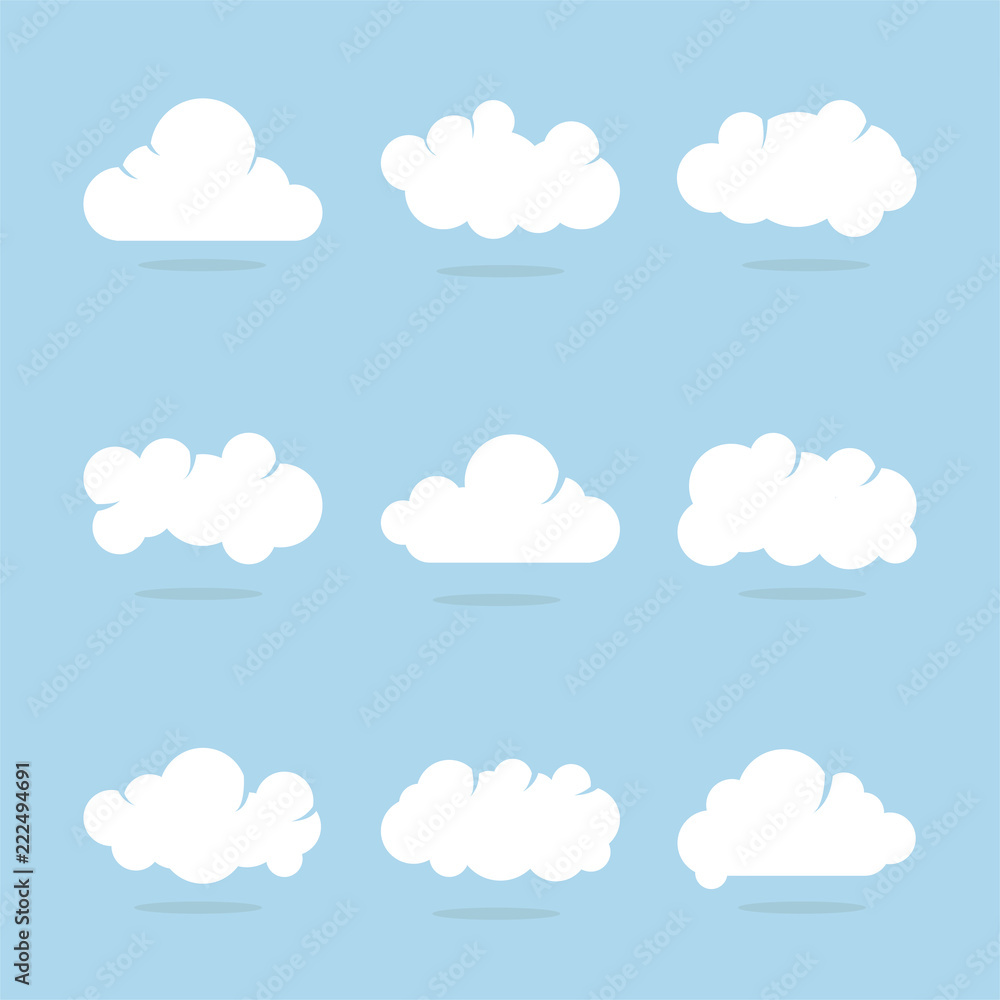 Cloud set with blue background Cloud set with blue background