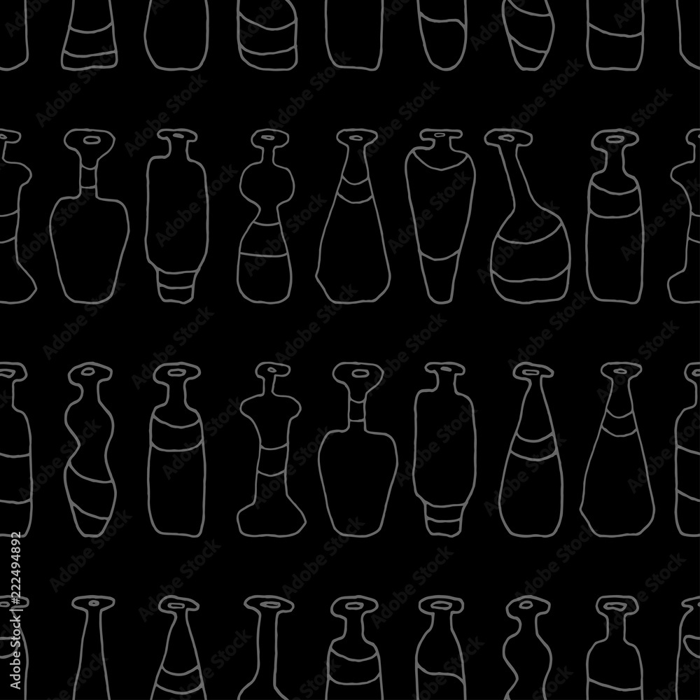 Bottles grey seamless paths pattern Bottles grey seamless paths pattern