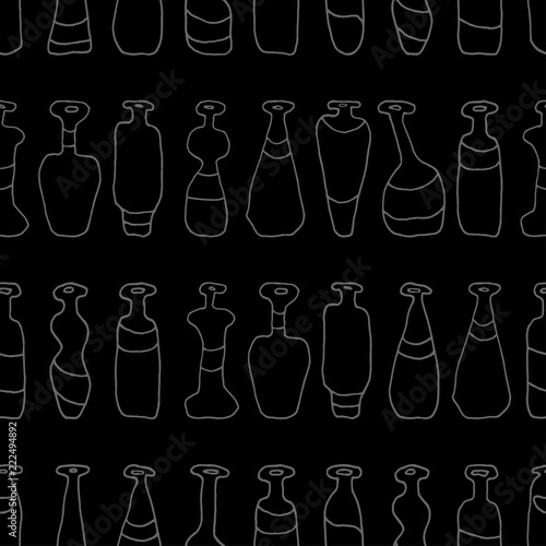 Bottles grey seamless paths pattern