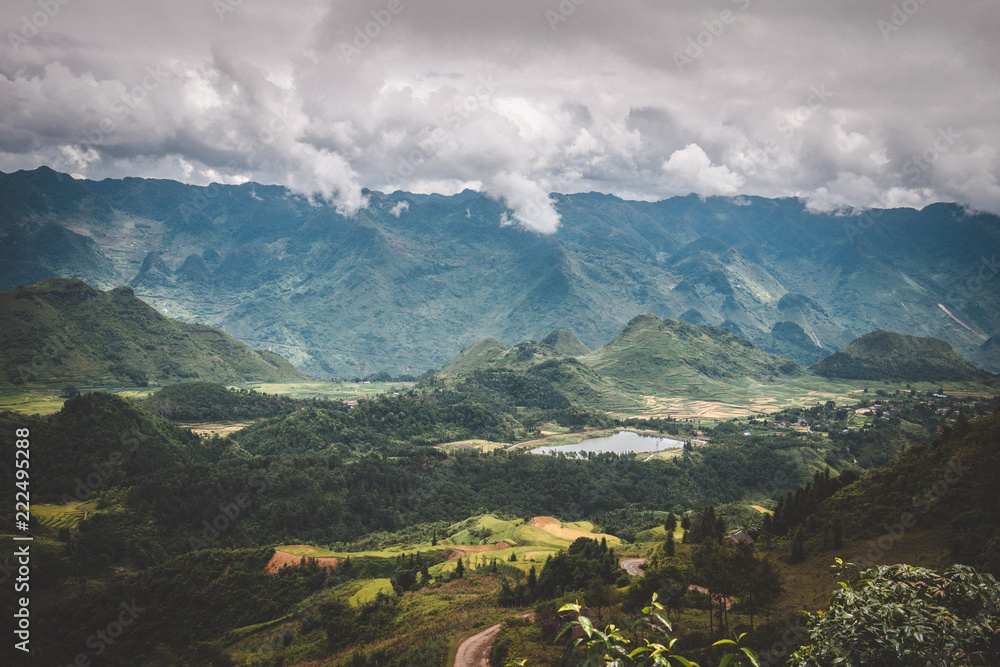 Obraz premium Hagiang loop Vientam Reisfelder