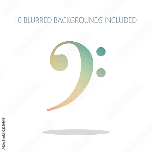 Bass Clef icon. Colorful logo concept with simple shadow on whit