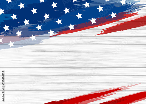 American flag paint on white wood background vector illustration