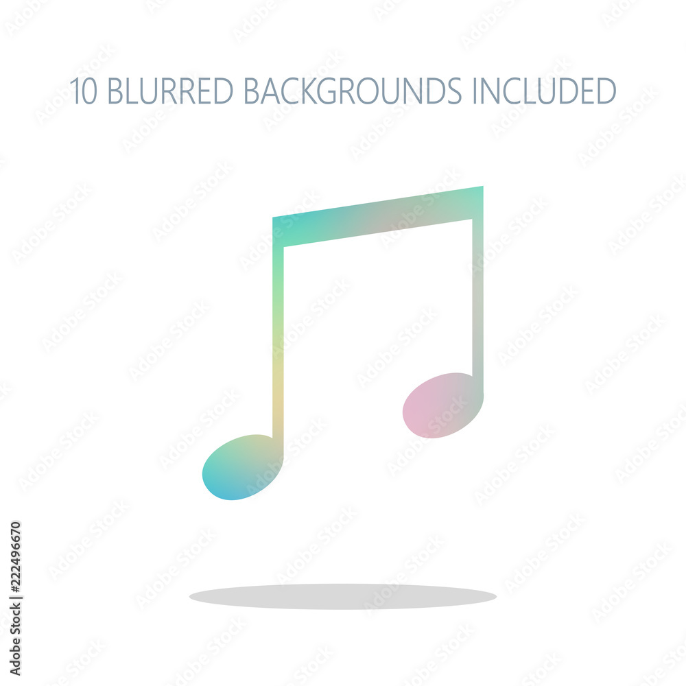 Music note icon. Colorful logo concept with simple shadow on whi Music note icon. Colorful logo concept with simple shadow on whi