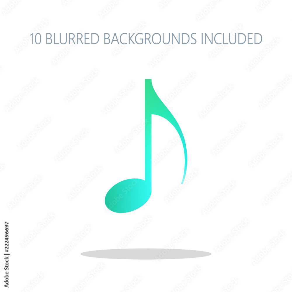 Music note icon. Colorful logo concept with simple shadow on whi Music note icon. Colorful logo concept with simple shadow on whi