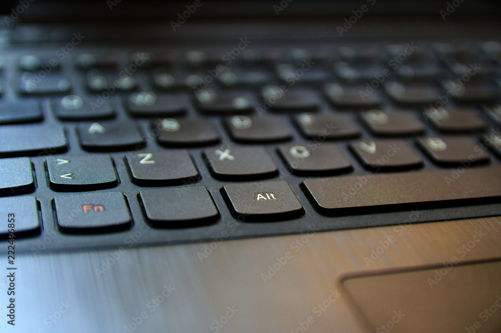 Close-up of the keyboard of a black laptop Close-up of the keyboard of a black laptop