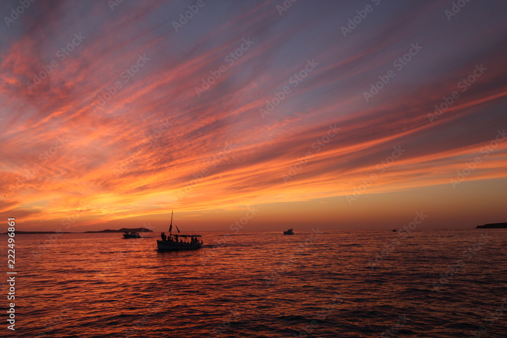 Spectacular no filter sunset in Ibiza, San Antonio de Portmany