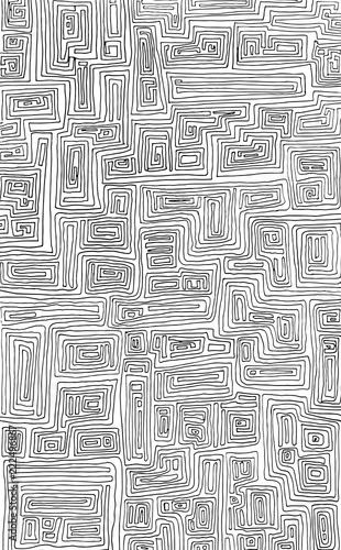 Difficult Uncolored Adult Coloring book page with optical illusion and distortions for adults or kids. Can be used as adult coloring book, coloring page, card, illustration vector;