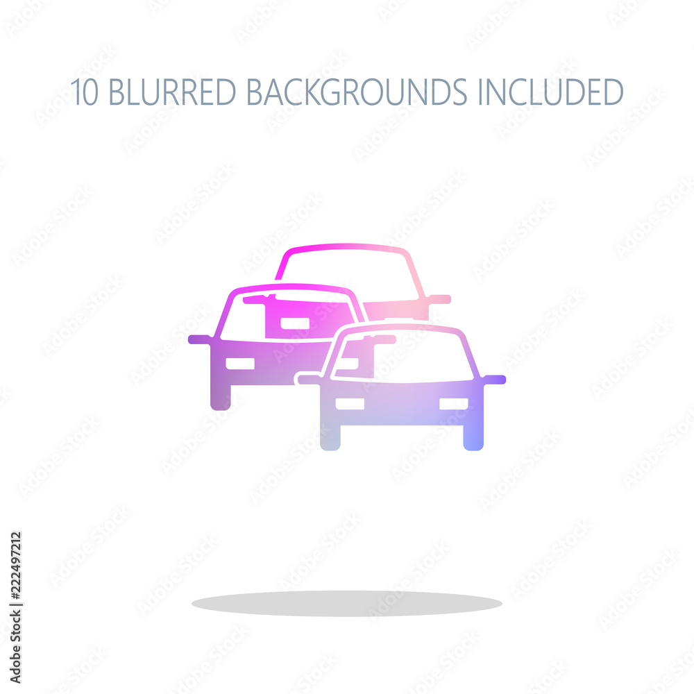 traffic jam icon. Colorful logo concept with simple shadow on wh