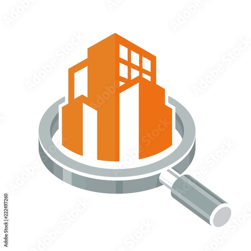 vector illustration icon with the concept of inspection and evaluation of building structures