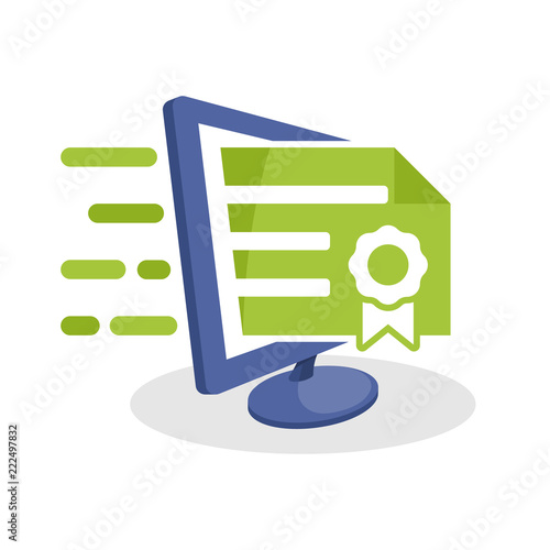 Vector illustration icon with digital media concept about registering an online patent certificate