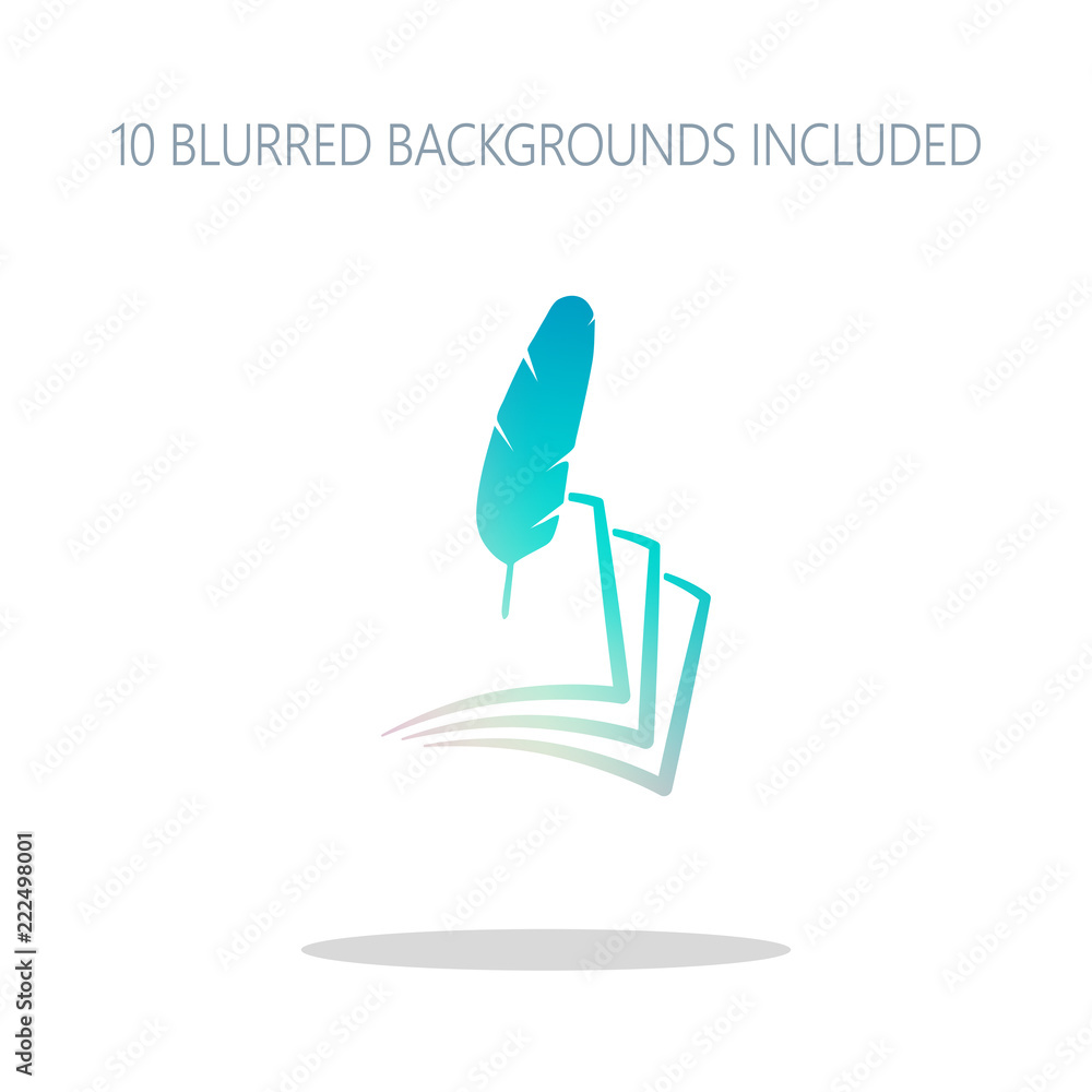 feather and paper. simple silhouette. Colorful logo concept with feather and paper. simple silhouette. Colorful logo concept with