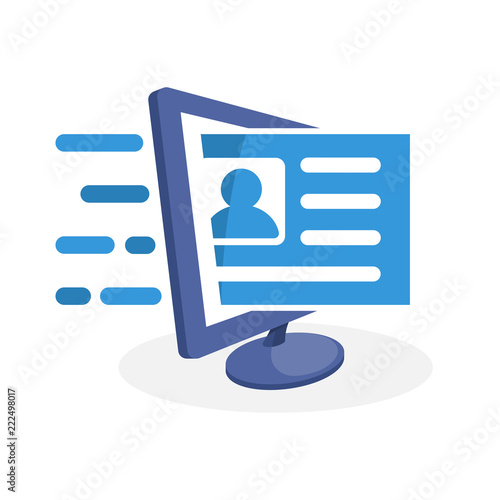 Vector illustration icon with digital media concept about online registration
