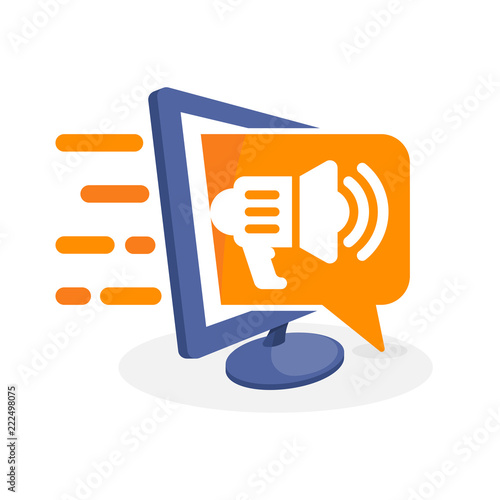 Vector icon illustration with digital media concept about promotional information