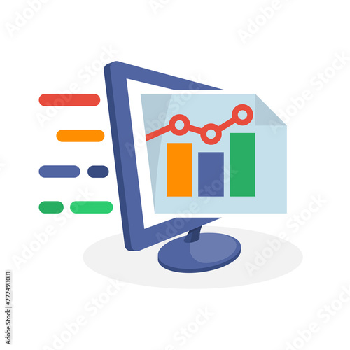 Vector icon illustration with digital media concept about business and investment statistics report information