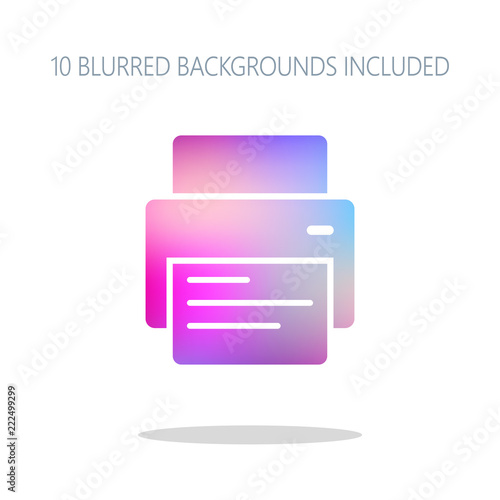 printer and paper. Colorful logo concept with simple shadow on w